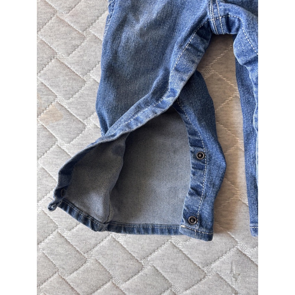 OshKosh B'gosh Denim Bib Overalls Boys 12-18 Months Blue Snap Pockets Cargo - Picture 3 of 5